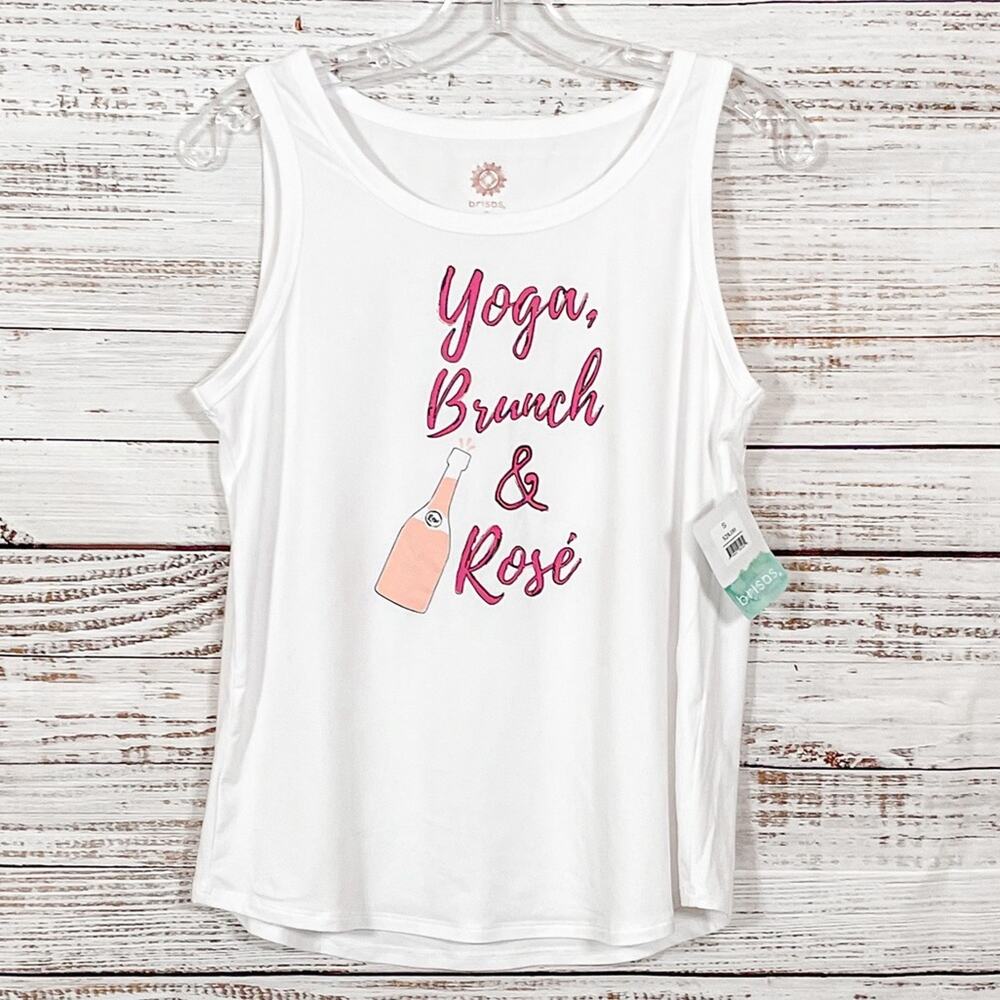 NEW with tags, Brisas Yoga, Brunch, & Rose Pink and White Workout Tee, Small